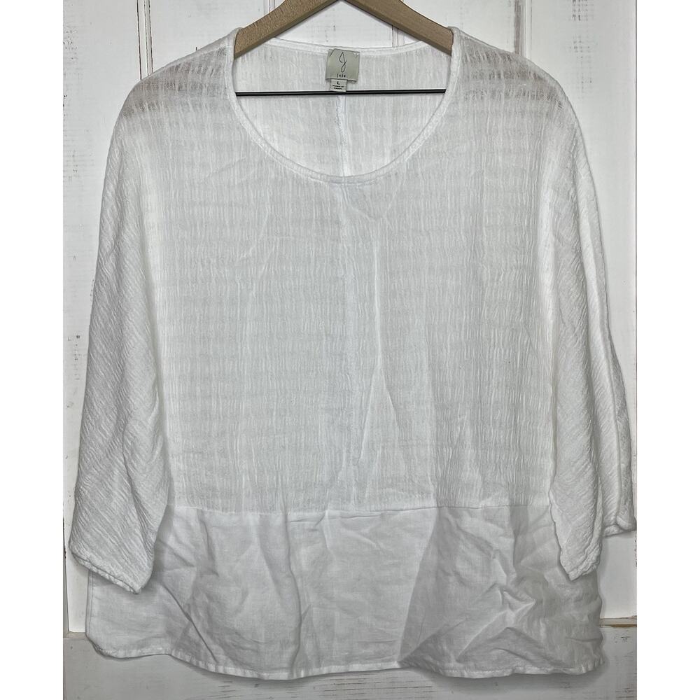 Joie Boxy Relaxed Oversized Gauzy Linen Cotton Top White Dolman Sleeve Beach L